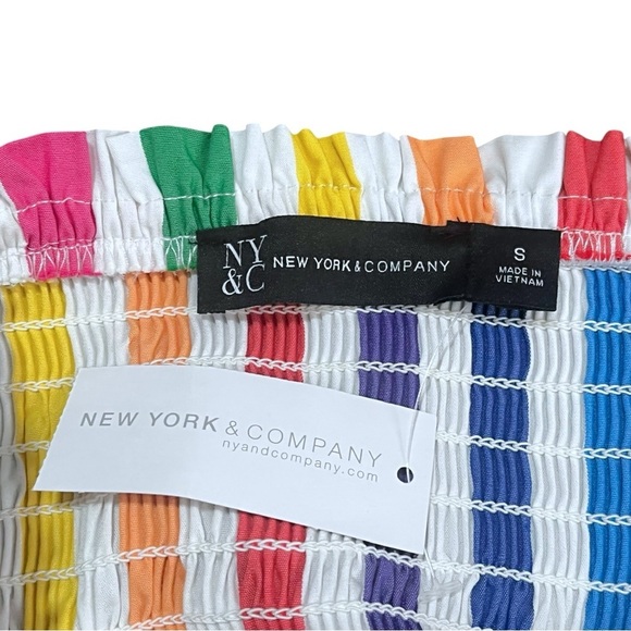 NWT NY & Co. Multi Striped Off the Shoulder Midi Dress sz S - Picture 3 of 13